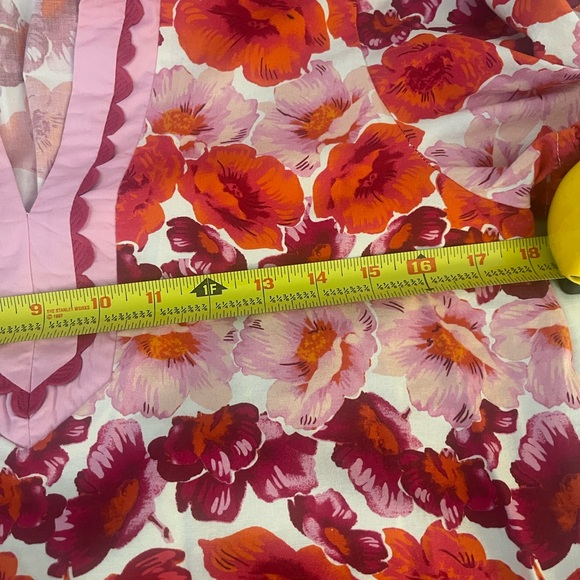 ENTRO Floral Puff Sleeve Blouse / Pink and Red/ Size M - Picture 7 of 8